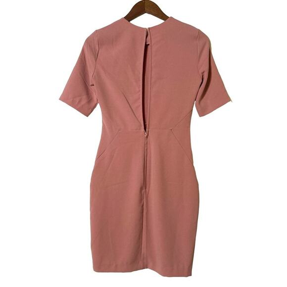 H&M Dress Women’s Size 6 Crew Neck Open Back Crepe Sheath Pink - Picture 3 of 6